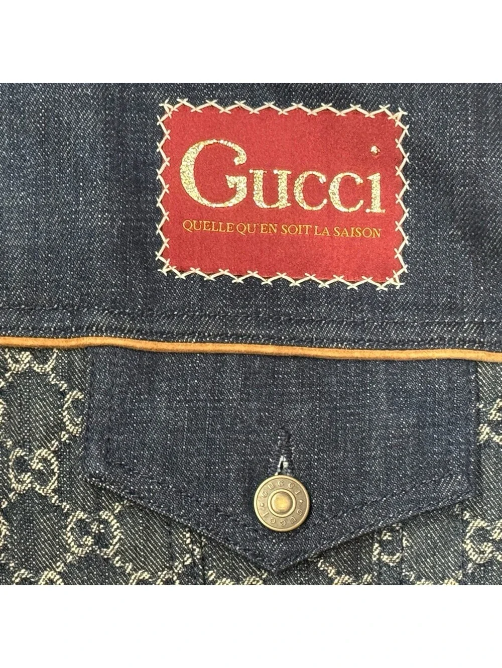 Gucci Eco Washed Organic GG Monogram Denim Jacket Size 48 Mens - NWT